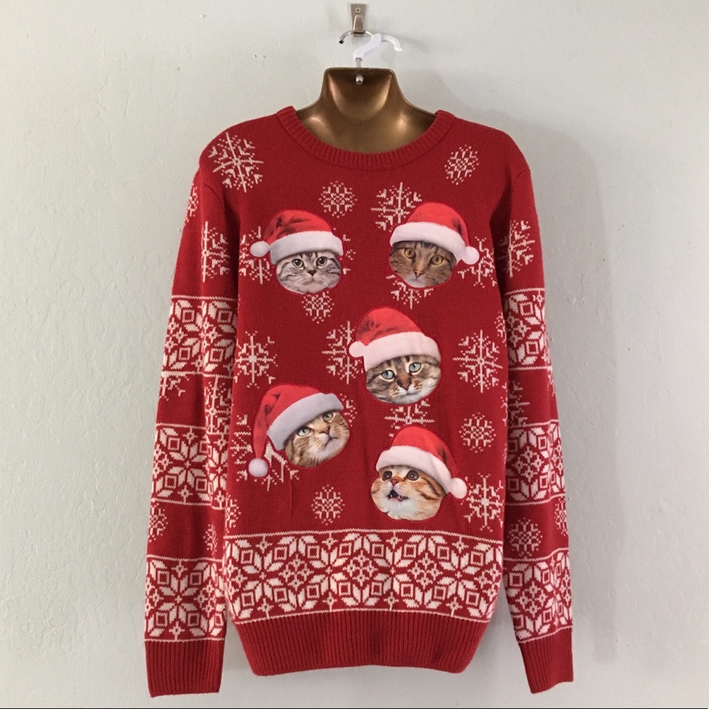 Men’s Kitty Cat Ugly Christmas Sweater